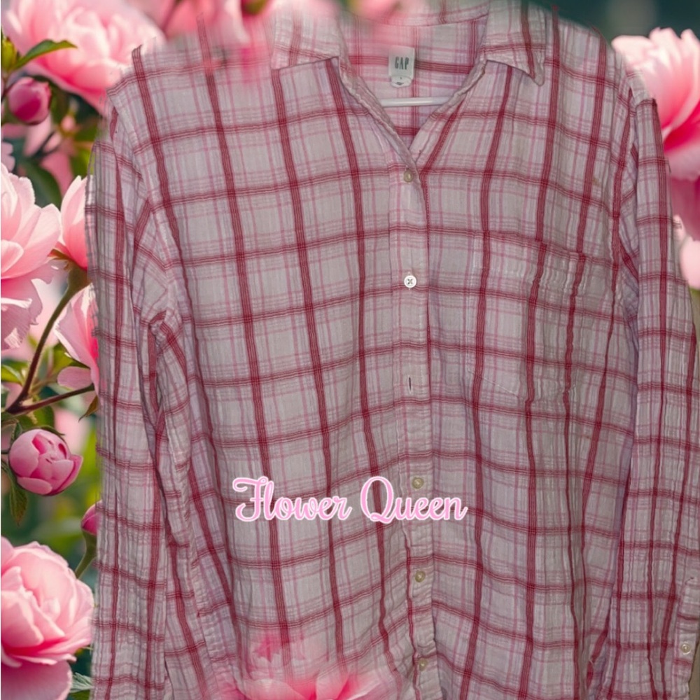 GAP Pink Plaid Button Down Shirt